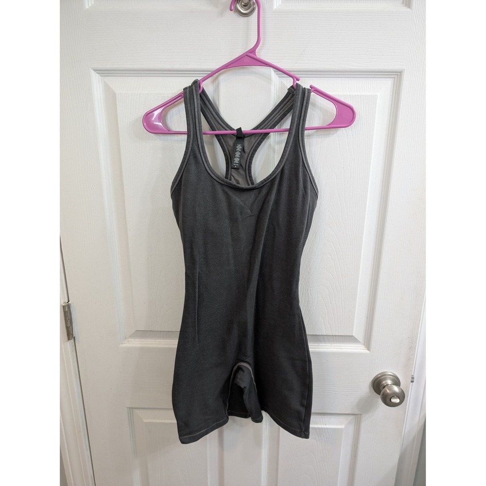 SKIMS Outdoor Mid‎ Thigh One Piece Gray Cotton Jersey Racerback NWOT - Size S